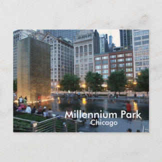 The Crown Fountain, Millennium Park, Chicago Postcard