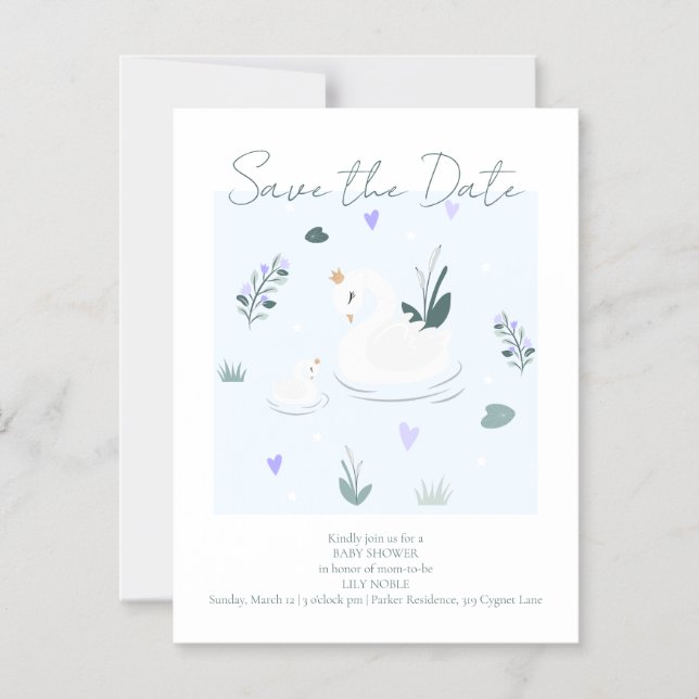 The Crowned Swan Magnetic Invitation (Front)