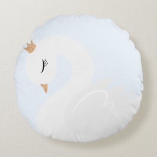 The Crowned Swan Round Pillow