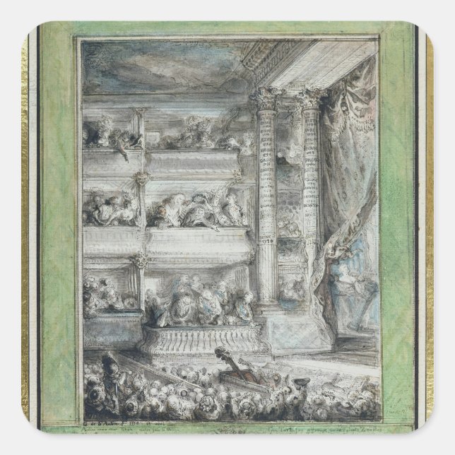 The Crowning of Voltaire at the Theatre Francais Square Sticker (Front)