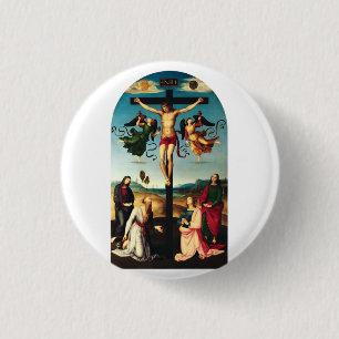 The Crucified Christ with the Virgin Mary 1 Inch Round Button