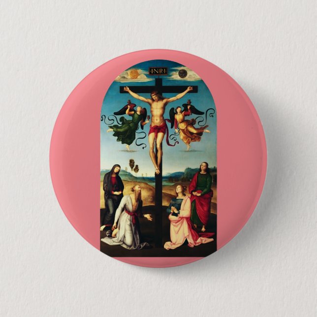 The Crucified Christ with the Virgin Mary 2 Inch Round Button (Front)