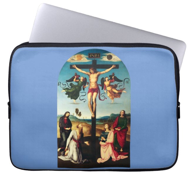 The Crucified Christ with the Virgin Mary Laptop Sleeve (Front)