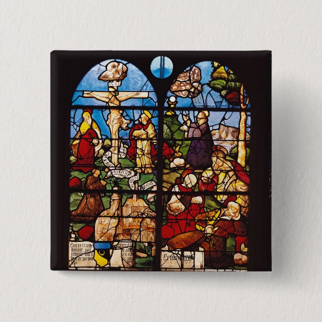 The Crucifixion and the Mount of Olives, 1533 2 Inch Square Button (Front)