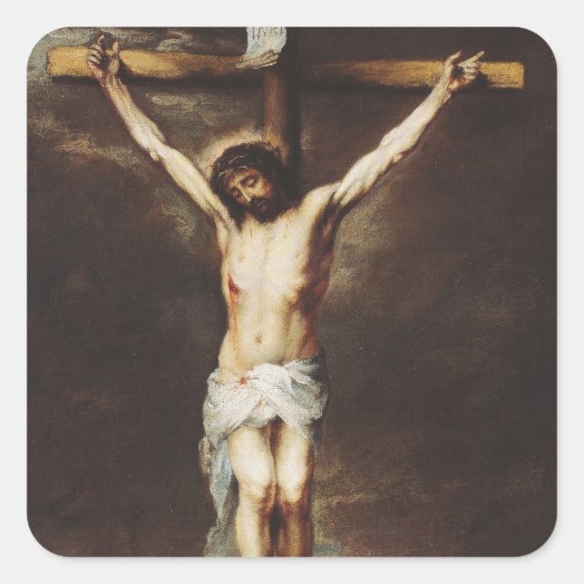 The Crucifixion by Bartolome Esteban Murillo Square Sticker (Front)