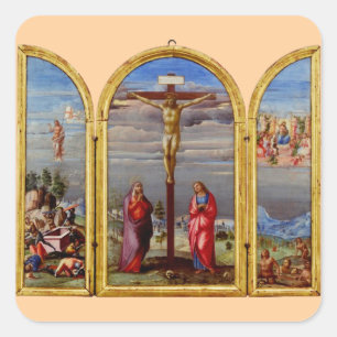 The Crucifixion by Francesco Granacci Square Sticker