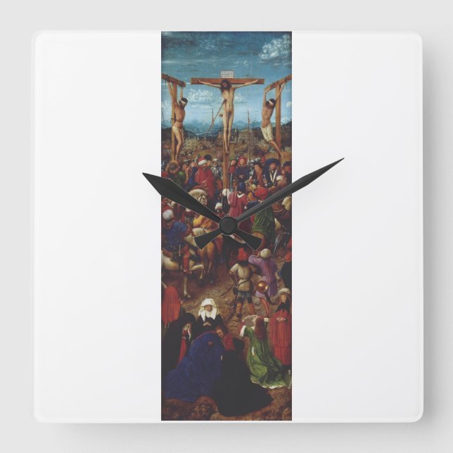 The Crucifixion by Van Eyck Square Wall Clock (Front)
