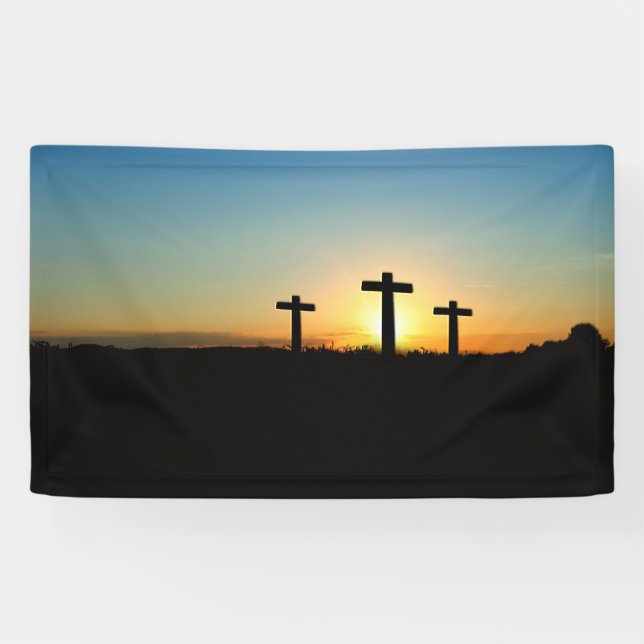 The Crucifixion Crosses at Sunset Banner (Horizontal)
