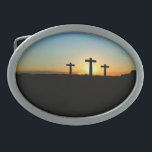 The Crucifixion Crosses at Sunset Belt Buckle<br><div class="desc">The three crucifixion crosses on the hill at sunset.  frontiernow.com</div>