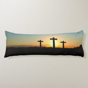 The Crucifixion Crosses at Sunset Body Pillow