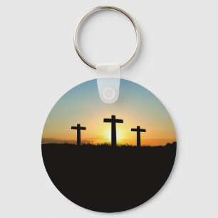 The Crucifixion Crosses at Sunset Keychain