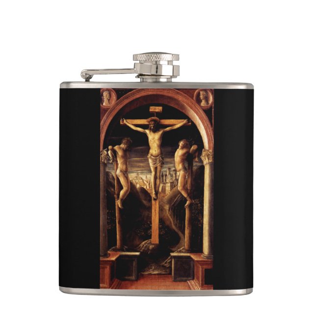 The Crucifixion of Jesus by Vincenzo Foppa - 1456 Hip Flask (Front)