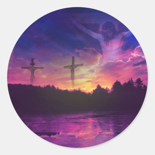 The Crucifixion of Jesus Christ on the Cross Classic Round Sticker (Front)