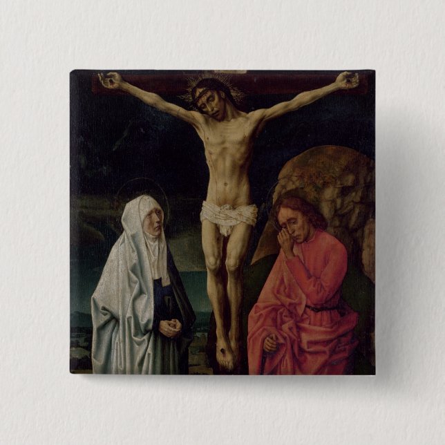 The Crucifixion (panel) 2 2 Inch Square Button (Front)