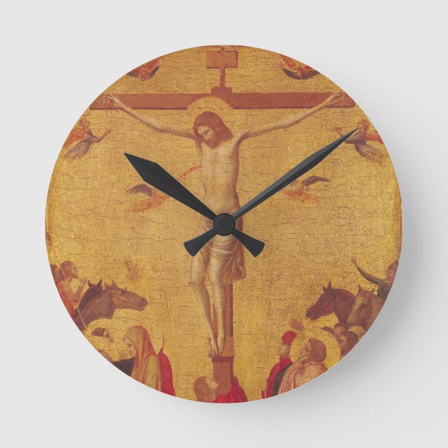 The Crucifixion (tempera on panel) Round Clock (Front)