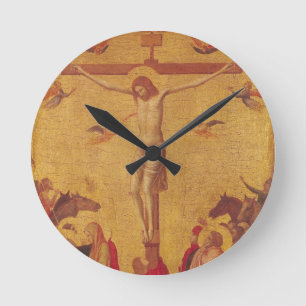 The Crucifixion (tempera on panel) Round Clock