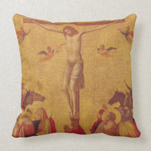 The Crucifixion (tempera on panel) Throw Pillow