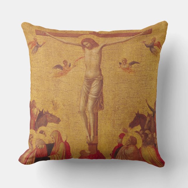 The Crucifixion (tempera on panel) Throw Pillow (Front)
