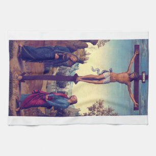 The Crucifixion with the Virgin by Pietro Perugino Kitchen Towel
