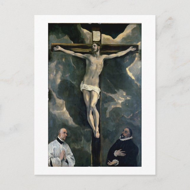 The Crucifixion with Two Donors, c.1580 (oil on ca Postcard (Front)