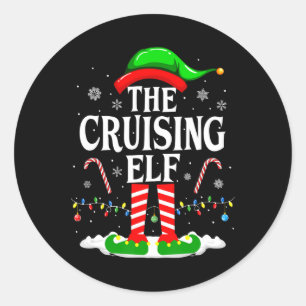 The Cruising Elf Xmas Funny Matching Family Cruise Classic Round Sticker
