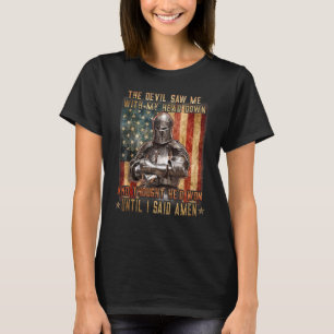 The Crusader Us Flag -The Devil Saw Me -Knight Tem T-Shirt