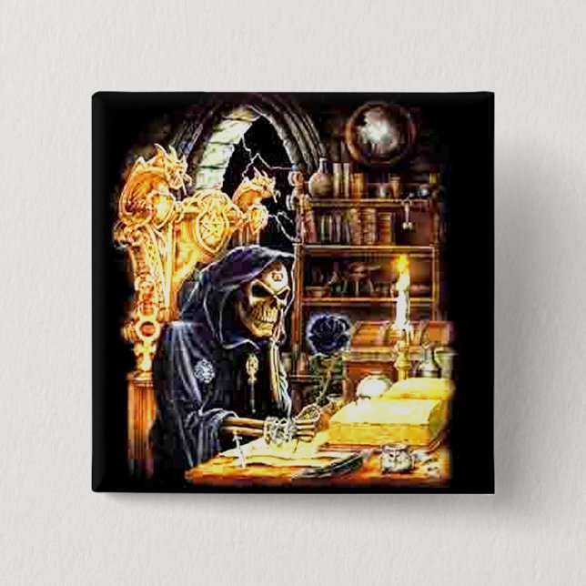 The Crypt Keeper 2 Inch Square Button (Front)