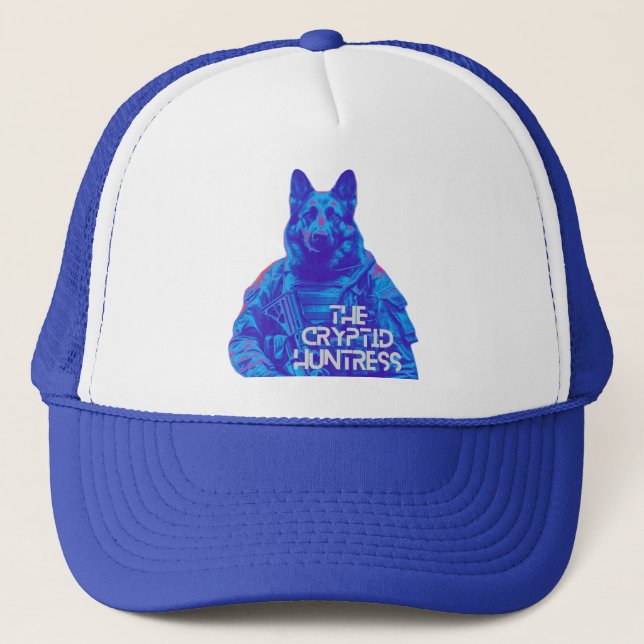 The Cryptid Huntress Dogman Trucker Cap (Front)