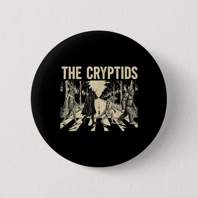 The Cryptids Funny Bigfoot Mothman Monster 2 Inch Round Button (Front)