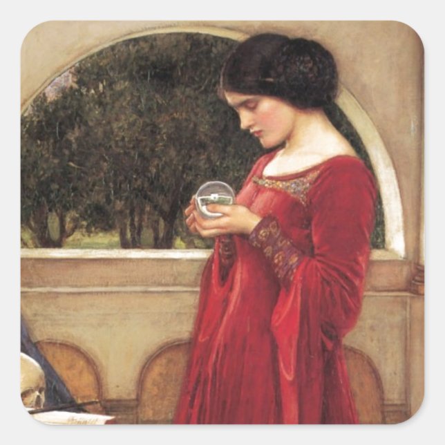 The Crystal Ball [John William Waterhouse] Square Sticker (Front)
