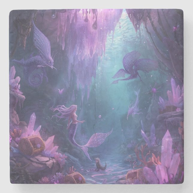 The Crystal Cave of the Mermaid Stone Coaster (Front)