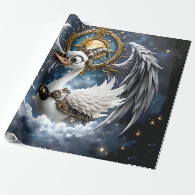 The Curious Clockwork Swan. Wrapping Paper (Unrolled)