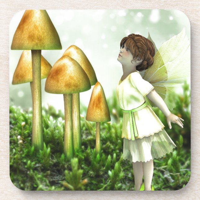 The Curious Fairy - Fairy and Toadstools Coaster (Front)
