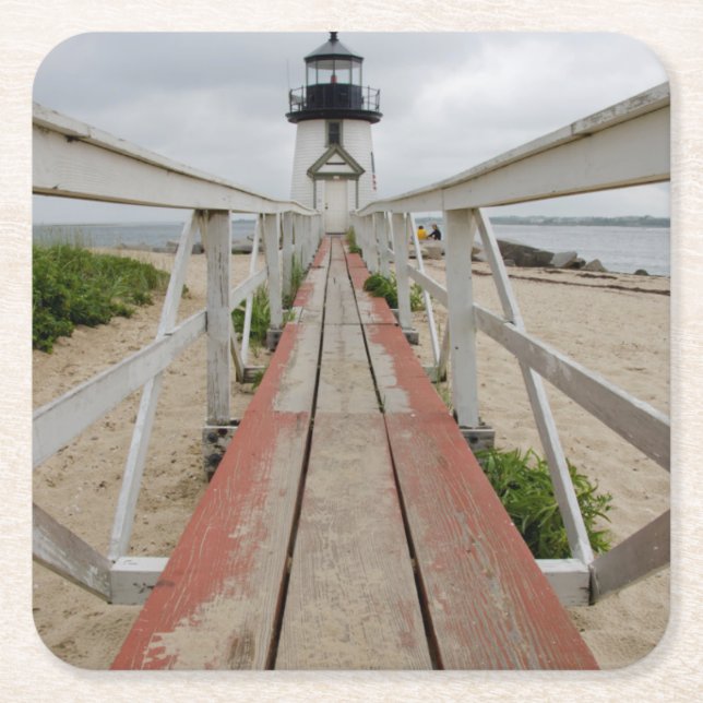 The current lighthouse, the last of many square paper coaster (Front)