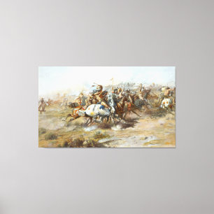 The Custer Fight Battle Charles Marion Russell  Canvas Print