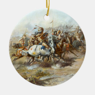 The Custer Fight Battle Charles Marion Russell  Ceramic Ornament