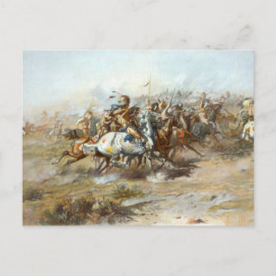 The Custer Fight Battle Charles Marion Russell  Postcard