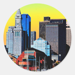 The Custom House Boston USA Poster Classic Round Sticker