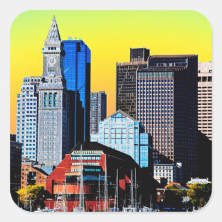 The Custom House Boston USA Poster Cloth Face Mask Square Sticker