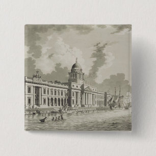 The Custom House, Dublin, 1792 (engraving) 2 Inch Square Button