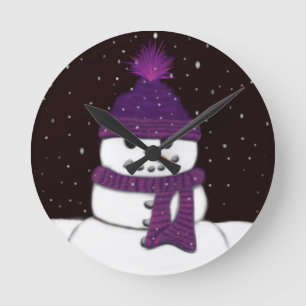 The Cute Armless Snowman Round Clock
