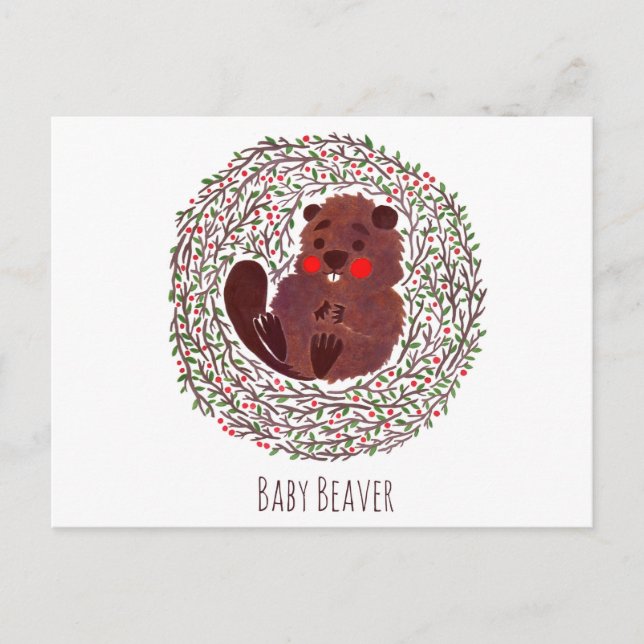 The Cute Baby Beaver Postcard (Front)