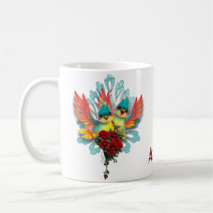 The cute birds of good humour.  coffee mug