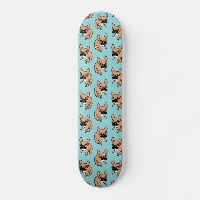 The Cute Black Mask Fawn Frenchie Needs Attention Skateboard (Front)
