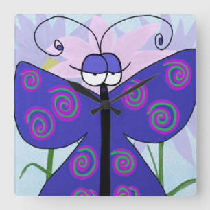 The Cute Butterfly With An Attitude Painting Square Wall Clock