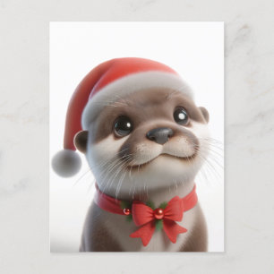 The Cute Christmas Otter  Postcard
