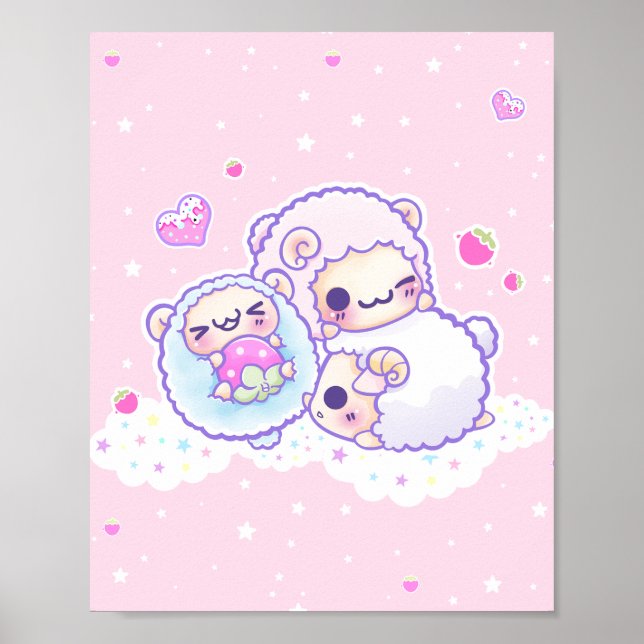 The cute cotton candy sheep poster (Front)