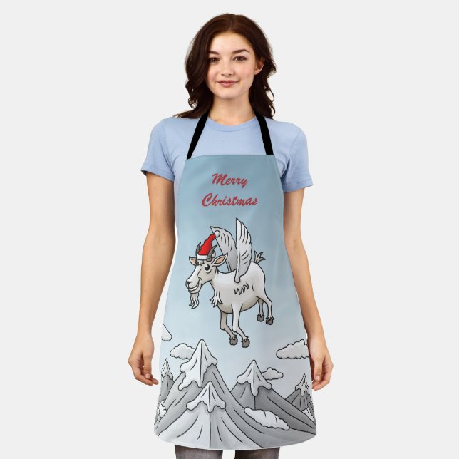 The Cute Flying Christmas Goat Apron (Worn)