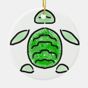 The Cute Green Sea Turtle Ceramic Ornament