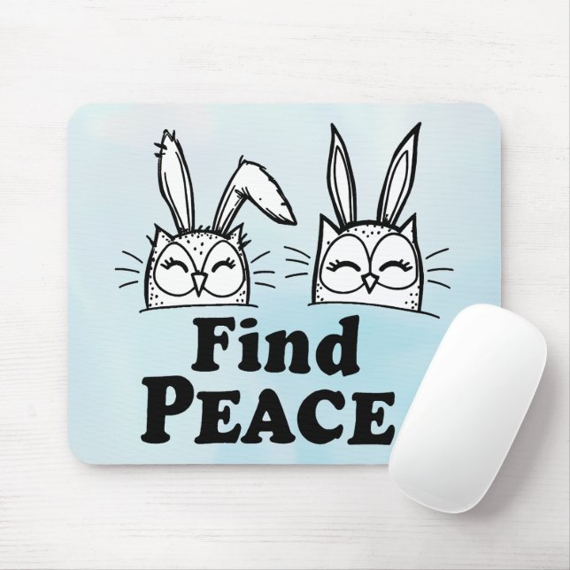 The Cute Owl-Bunny Pair Mouse Pad (With Mouse)